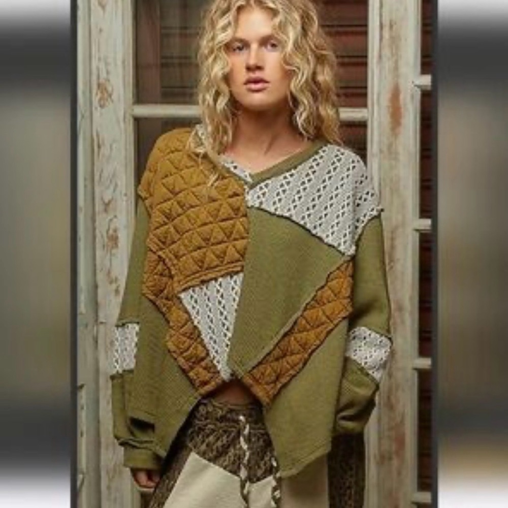 POL | Patchwork Sweater size small NWT - image 1